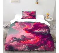 XIKMLSID Phoenix Rose 2 Pièces Faune sauvageThème 3D Nordic Style Youth Housse De Couette,Doux Et Confortable Convient Aux Adultes Enfants,avec Taie d'oreiller Single(135x200cm)