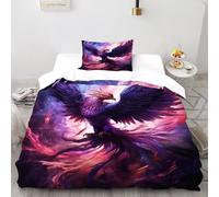 XIKMLSID Phoenix Violet 2 Pièces Housse De Couette Faune Sauvage Impression 3D,literie en Microfibre Hypoallergique Convient Aux Adultes Enfants Single(135x200cm)