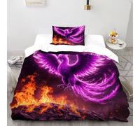 XIKMLSID Phoenix Violet 2 Pièces Housse De Couette Faune Sauvage Impression 3D,literie en Microfibre Hypoallergique Convient Aux Adultes Enfants Single(135x200cm)