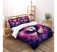 XIKMLSID Phoenix Violet 3 Pièces Housse De Couette Faune Sauvage Impression 3D,literie en Microfibre Hypoallergénique avec Fermeture À Glissière Et Taie d'oreiller King(220x240cm)