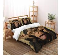 XIKMLSID Singe 3 Pièces Housse De Couette Faune Sauvage Impression 3D,literie en Microfibre Hypoallergique Convient Aux Adultes Enfants Double(200x200cm)
