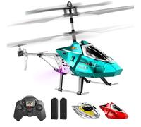 XIKOTEC Hélicoptères Radiocommandés Helicoptere Telecommande Enfant 8+ | Hélicoptère Télécommandé Adulte avec 2 Batt, LED, 1-Clic Décolle/Atterrit, Hélicoptère RC Cadeau Jouet Garçon Bleu