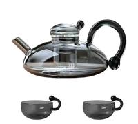 XILANSHMAO Ensemble de théière en Verre 20oz avec infuseur Amovible pour thé en Vrac et café, Comprend des Outils pour préparer Le thé, idéal pour préparer du thé et du café à la Maison Gray + 2cup