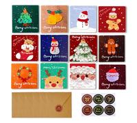 XiLayNeen 24 Pcs Carte de Noel avec Enveloppe et Autocollant,Joyeux Noel Carte Postales,Cartes de Voeux de Noël Style Peinture à L'huile,Cartes Cadeaux de Noël,Christmas Cards