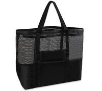 XiLayNeen Grand Sac de Plage XXL Extra Large Famille,Sac Cabas Femme en Maille Pliable avec Multi-Poches,Panier Plage Femme Anti-Sable de Rangement pour Plage,Piscine,Voyage,Shopping(L)