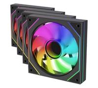 Xilence XPF120U.ARGB Ventilateur de boîtier Gaming 120 mm PWM ARGB, Infinity Mirror, Hydro Bearing, fonctionnement silencieux et anti-vibrations jusqu’à 27 dB(A), câble jusqu’à 550 mm (Lot de 4)