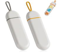 XileStore Lot de 2 Piluliers Journaliers Portables, Boîte à Pilules en Plastique avec Compartiments, Idéal pour Voyage, Quotidien et Gestion de Traitement, Anti-Oubli (Blanc/Gris et Blanc/Orange)