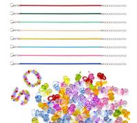 XileStore Lot de 28 pièces : 50 mini totoches et 8 cordons, collier de tatouage années 90, accessoire de fête en plastique, Multicolore