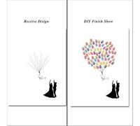 XILEUDUOD Arbre A Empreinte Mariage Livre d'or d'arbre à Empreintes digitales de Mariage, Peinture de Signature, Baiser de Couple, fête, Meilleurs vœux + Tampon encreur(Color04,35x50cm 14x20inch)