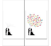 XILEUDUOD Arbre A Empreinte Mariage Livre d'or d'arbre à Empreintes digitales de Mariage, Peinture de Signature, Baiser de Couple, fête, Meilleurs vœux + Tampon encreur(Color07,60x80cm 24x32inch)