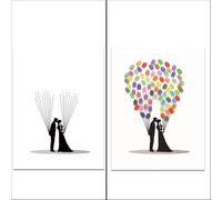 XILEUDUOD Arbre A Empreinte Mariage Livre d'or d'arbre à Empreintes digitales de Mariage, Peinture de Signature, Baiser de Couple, fête, Meilleurs vœux + Tampon encreur(Color08,60x80cm 24x32inch)