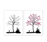 XILEUDUOD Arbre A Empreinte Mariage Livre d'or d'arbre à Empreintes digitales de Mariage, Peinture de Signature, Baiser de Couple, fête, Meilleurs vœux + Tampon encreur(Color05,50x70cm 20x28inch)
