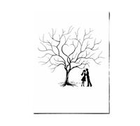 XILEUDUOD Arbre A Empreinte Mariage Toile d'arbre de Mariage, événements de fiançailles, Cadeaux de fête, Peinture d'invités, Empreintes digitales, Livre de Signature(Color03,40x60cm 2sets inkpad)