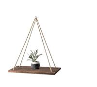 XILEUDUOD Étagères Flottantes Balançoire en Corde de Bois Suspendue au Mur for Pot de Fleurs, étagère Murale Flottante montée sur Plateau, décoration de la Maison(Brown)