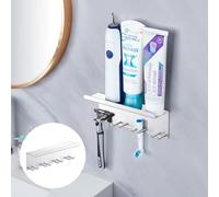 XILIMEN Porte-brosse à dents mural, Porte-brosse à dents électrique Porte-brosse à dents en acier inoxydable Porte-brosse à dents Porte-brosse à dents Organisateur de tête de brosse à dents sans foret