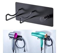 XILIMOR Support Seche Cheveux, Porte Seche Cheveux Mural, Acier Inoxydable Porte Seche Cheveux,Auto-adhésif Support Seche Cheveux sans Percage, Convient pour Salle De Bain, De Coiffure, Hôtel, Noir
