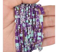 Xilitata Perles en pierre empereur violette naturelle, chacune d'environ 5 x 5 x 2 mm, perles d'espacement carrées à 2 trous, sont utilisées pour fabriquer des bracelets, des boucles d'oreilles, des