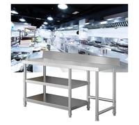 XILYZMO Acier Inoxydable Table, Cuisine Étagère Inférieure Réglable Table De Préparation, Robuste Usage Commercial Restaurant Support De Rangement pour Cuisine Maison Hôtel(150x50x80cm)