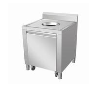 XILYZMO Chariot Débarrassage Restaurant INOX 304, Poubelle Mobile Soudée avec Bac Tri Indépendant Et roulettes Silencieuses Professionnel(70x70x92.5cm)