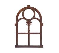 XILYZMO Hollowed-Out Design Cast Iron Material Fake Window, Arched with Opening-Doors Window Frame Wall Decor, Distressed Entryway Window Pane Wall Decor for Living Room