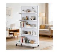 XILYZMO Présentoir PerforéAcier Au Carbone avec roulettes, Étagère Rangement Métal Réglable À 5 Niveaux pour Commerce Maison, Rayonnage Mobile pour Magasin Garde-Manger(Blanc,73x40x170cm)