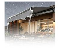 XILYZMO Store Banne Rétractable Manuel, Auvent Terrasse avec Manivelle Gouttière, Toit Protection Solaire Extérieur Aluminium Polyester, Store Occultant, Charge 100kg(C,157x98in)