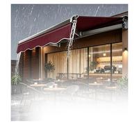 XILYZMO Store Banne Rétractable Manuel, Auvent Terrasse avec Manivelle Gouttière, Toit Protection Solaire Extérieur Aluminium Polyester, Store Occultant, Charge 100kg(A,118x79in)