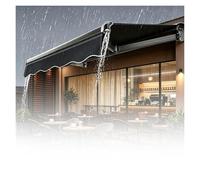 XILYZMO Store Banne Rétractable Manuel, Auvent Terrasse avec Manivelle Gouttière, Toit Protection Solaire Extérieur Aluminium Polyester, Store Occultant, Charge 100kg(E,157x118in)