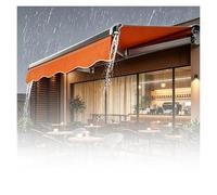XILYZMO Store Banne Rétractable Manuel, Auvent Terrasse avec Manivelle Gouttière, Toit Protection Solaire Extérieur Aluminium Polyester, Store Occultant, Charge 100kg(H,118x79in)