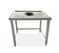 XILYZMO Table Plonge INOX Professionnel avec Vide Déchets, Station Débarrassage Entièrement Soudée Pieds Réglables pour Restauration(80x60x80cm)