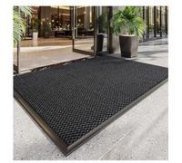 XILYZMO Tapis De Sol Commerciaux Tapis D'entrée Envers en Caoutchouc Profil Bas Paillasson d'accueil Épaisseur 1 Cm Grattoir À Bottes Tapis pour Centre Commercial Hôtel(Zwart,60x90cm)