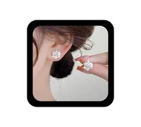 Ximdble Boucles d'oreilles à tige vintage en forme de fleur avec opale en cristal de style bohème et pierre de lune - Boucles d'oreilles pendantes en forme de fleur blanche pour femme