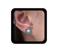 Ximdble Boucles d'oreilles à tige vintage rondes avec pierre bleue et turquoise tribale pour femme