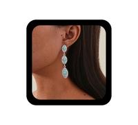 Ximdble Boucles d'oreilles pendantes ovales vintage turquoise longue pierre bleue boucles d'oreilles pendantes ovales tribales rétro turquoise boucles d'oreilles à tige turquoise ovale pour femme