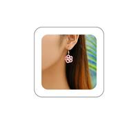 Ximdble Boucles d'oreilles pendantes vintage en forme de fleur de rocaille rose - Boucles d'oreilles pendantes en perles de riz - Bijoux pour femme
