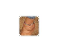 Ximdble Bracelet de cheville vintage en forme d'étoile de mer - Bracelet de cheville en perles de riz - Bracelet de cheville arc-en-ciel - Pour l'été et la plage - Bijoux pour femme