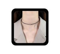 Ximdble Collier ras du cou vintage en cuir noir avec pendentif en forme de boule unique - Collier en daim - Collier clavicule en cuir noir - Collier plastron bohème pour femme