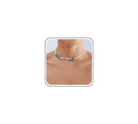 Ximdble Collier ras du cou vintage en perles de riz blanc avec strass bleus - Collier ras du cou irrégulier en cristal saphir - Bijoux pour femme