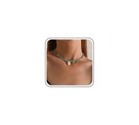 Ximdble Collier ras du cou vintage en perles de rocaille bleu bohème avec pendentif cauris bleu pour femme