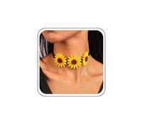 Ximdble Collier ras du cou vintage noir large en cuir tournesol jaune collier ras du cou court en daim velours collier bohème tournesol collier plastron pour femme