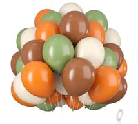 XIMEY 50/60 Ballon Multicolore, Ballon Vert Sauge, Or, Pastel, Arc en Ciel, Ballons Paillettes Anniversaire, Mariage, Baby Shower (Orange, vert, beige, marron, 50)