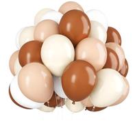 XIMEY 50/60 Ballon Multicolore, Ballon Vert Sauge, Or, Pastel, Arc en Ciel, Ballons Paillettes Anniversaire, Mariage, Baby Shower (Marron, beige, blanc, 50)