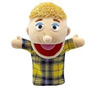 XIMEY Marionnettes à Mains Personnage Bouche Ouverte en Peluche, Doudou Marionnette Ventriloque, Jouets en Peluche pour Éducation, Jeux Interactifs, Théâtre de Marionnettes (Fils, 30cm)