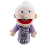 XIMEY Marionnettes à Mains Personnage Bouche Ouverte en Peluche, Doudou Marionnette Ventriloque, Jouets en Peluche pour Éducation, Jeux Interactifs, Théâtre de Marionnettes (Grand-mère, 30cm)