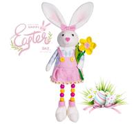 XIMEY Peluche Lapin Realiste, Lapin Peluche de Pâques Décoration, Matière Très Douce pour Câliner Et Jouer, Garniture de Panier de Pâques (Fleur)