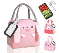 XIMEY Sac Isotherme Enfant, 5L Sac Isotherme Repas Enfant, Sac Isotherme Bebe, Petit Sac Isotherme Repas Enfant, Sac Isotherme Repas Bebe, Sac Repas Enfant, Sac à Déjeuner Enfant (lapin rose)