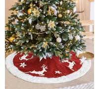 XIMEY Tapis pour Sapin de Noël 120cm, Tapis Sapin de Noel BlaWS en Peluche Douce, Jupe Sapin de Noel Rond, Jupe Sapin, Couvre-Pied de Sapin pour Décoration de Fête et Maison (Rouge, 92cm)