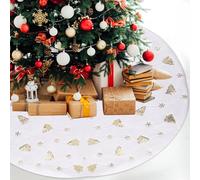 XIMEY Tapis pour Sapin de Noël 120cm, Tapis Sapin de Noel BlaWS en Peluche Douce, Jupe Sapin de Noel Rond, Jupe Sapin, Couvre-Pied de Sapin pour Décoration de Fête et Maison