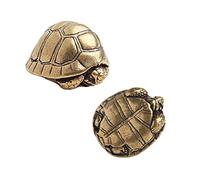 Ximimark Lot de 2 statues tortue en cuivre pur vintage en laiton - Figurines miniatures pour la maison, la voiture, le bureau, les accessoires d'artisanat