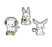 Ximimark Lot de 3 broches drôles en forme de lapin pour Halloween, Métal, Sans pierre précieuse